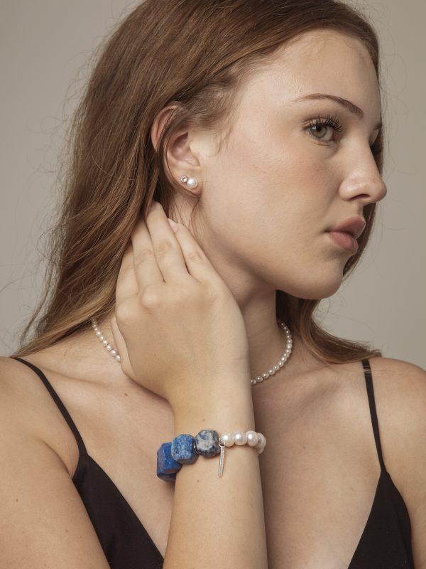 Starrybead Lapis Lazuli & Freshwater Pearl Bracelet - Confidence, Poweful,Stable