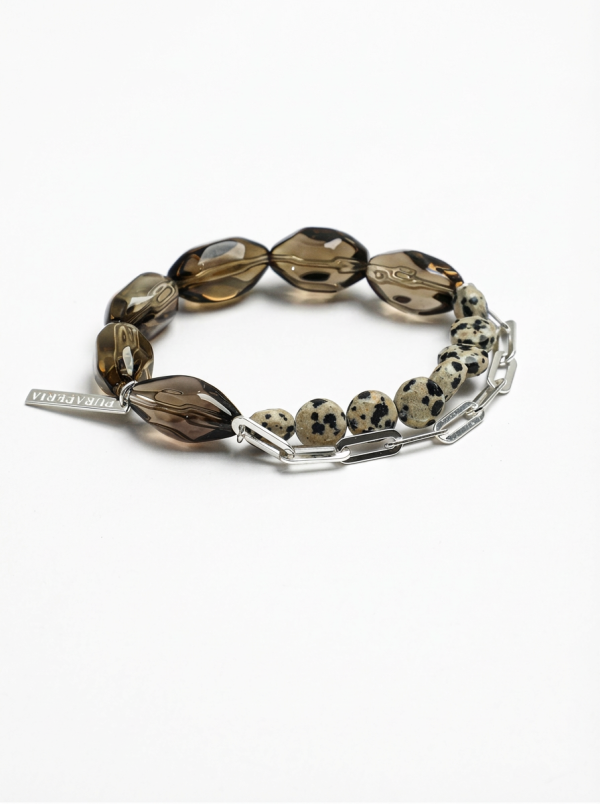 Starrybead Smoky Quartz & Dalmatian Jasper Bracelet - Calm, Structured, Real