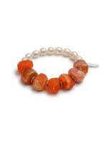 Starrybead Red Persian Agate & Freshwater Pearl Bracelet - Confidence, Poweful,Stable