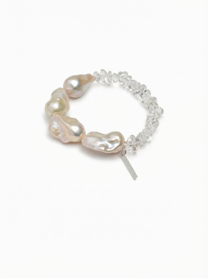 Starrybead Clear Quartz & Baroque Pearl Healing Bracelet - Amplify, Purify, Manifest