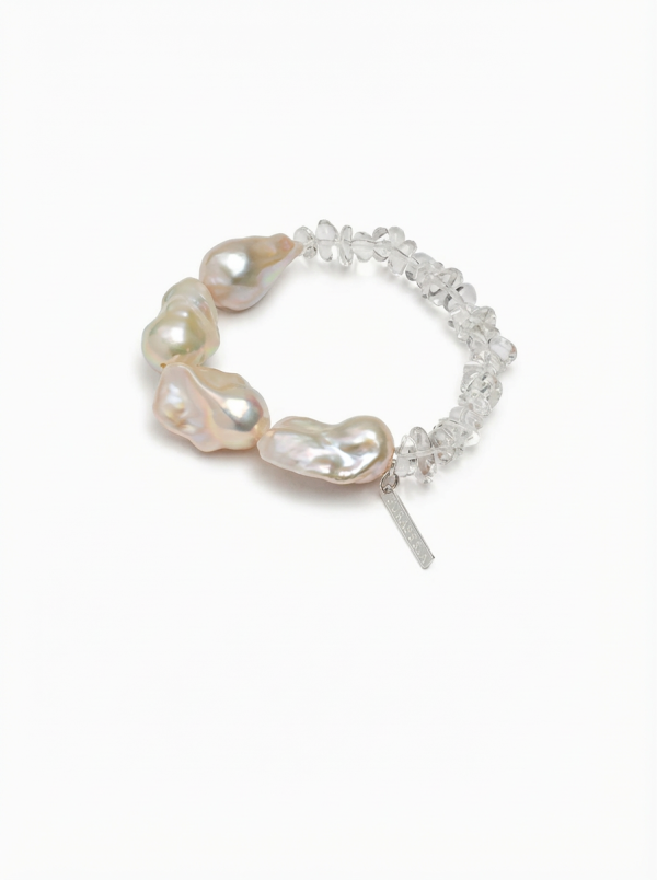 Starrybead Clear Quartz & Baroque Pearl Healing Bracelet - Amplify, Purify, Manifest