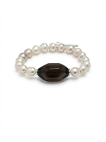 Starrybead Natural Smoky Quartz & Pearl Bracelet - Calm, Soft, Stable
