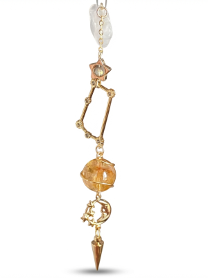 Starrybead Zodiac Crystal Pendulum Necklace - 12 Zodiac Sign Dowsing Pendulum with Healing Crystals for Intuition, Clarity, Confidence & Grounding