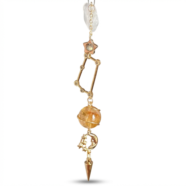 Starrybead Zodiac Crystal Pendulum Necklace - 12 Zodiac Sign Dowsing Pendulum with Healing Crystals for Intuition, Clarity, Confidence & Grounding