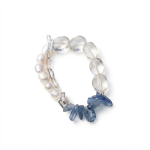 Celestial Tides: Natural Pearl, Blue Kyanite & Freeform Quartz Healing Bracelet