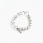 Luminous Clarity: Freshwater Pearl & Geometric Clear Quartz Healing Bracelet