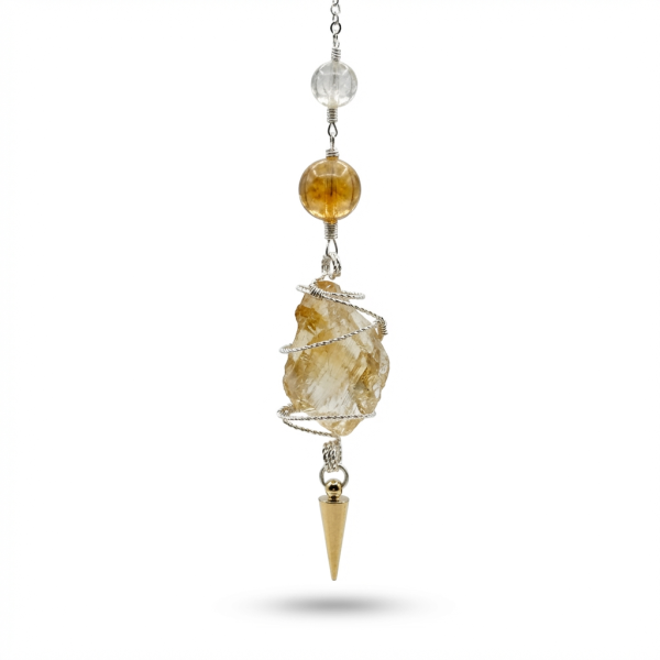 Starrybead Citrine Crystal Pendulum - Natural Yellow Quartz for Abundance, Clarity & Personal Energy Alignment