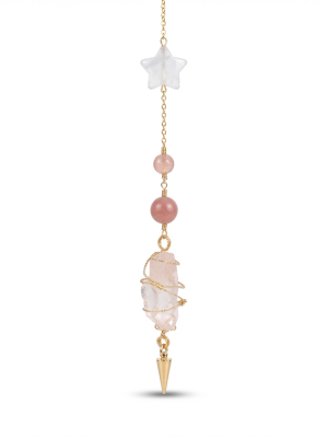 Starrybead Rose Quartz Crystal Pendulum - Natural Pink Crystal for Love, Emotional Healing & Heart Energy Alignment