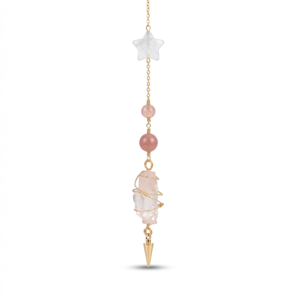 Starrybead Rose Quartz Crystal Pendulum - Natural Pink Crystal for Love, Emotional Healing & Heart Energy Alignment