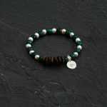 Grounded Harmony: Natural Malachite, Rare Agarwood & Freshwater Pearl Bracelet