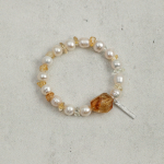 Radiant Abundance: Natural Freeform Citrine & Freshwater Pearl Healing Bracelet
