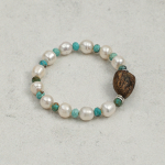 Natural Baroque Pearl, Turquoise & Agarwood Healing Bracelet: Ancient Serenity