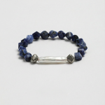 Tranquil Wisdom: Faceted Sodalite & Elongated Baroque Pearl Healing Bracelet