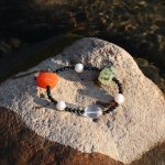 Harmonious Vitality: Prehnite, Persian Red Agate & Black Tourmaline Protection Bracelet