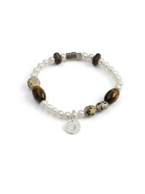 Starrybead Earthly Serenity: Kinam Agarwood, Tiger’s Eye & Seed Pearl Talisman Bracelet