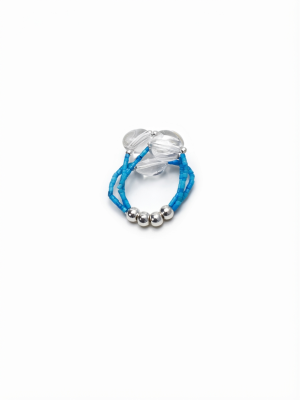 Starrybead Clear Quartz & Turquoise Healing Ring |  Spiritual Jewelry for Calm, Protection & Inner Flow