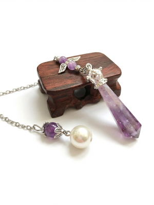 Starrybead Amethyst Crystal Pendulum – Healing Dowsing Tool | Energy Bracelet Bead for Intuition & Spiritual Protection