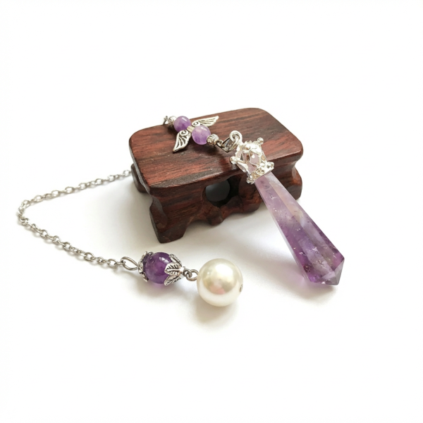 Starrybead Amethyst Crystal Pendulum – Healing Dowsing Tool | Energy Bracelet Bead for Intuition & Spiritual Protection