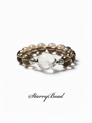 Starrybead Smoky Quartz & Clear Quartz Healing Bracelet | Energy Healing Jewelry for Grounding & Clarity