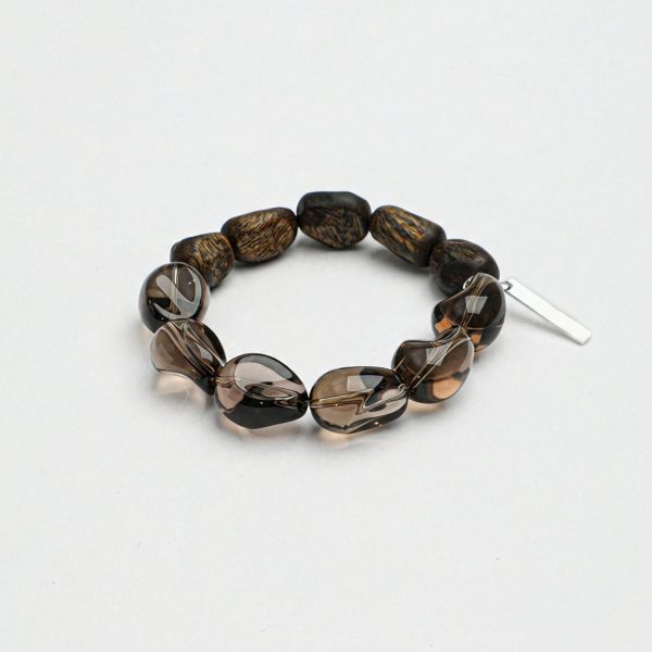 Natural Agarwood & Teardrop Smoky Quartz Healing Bracelet: Deep Grounding