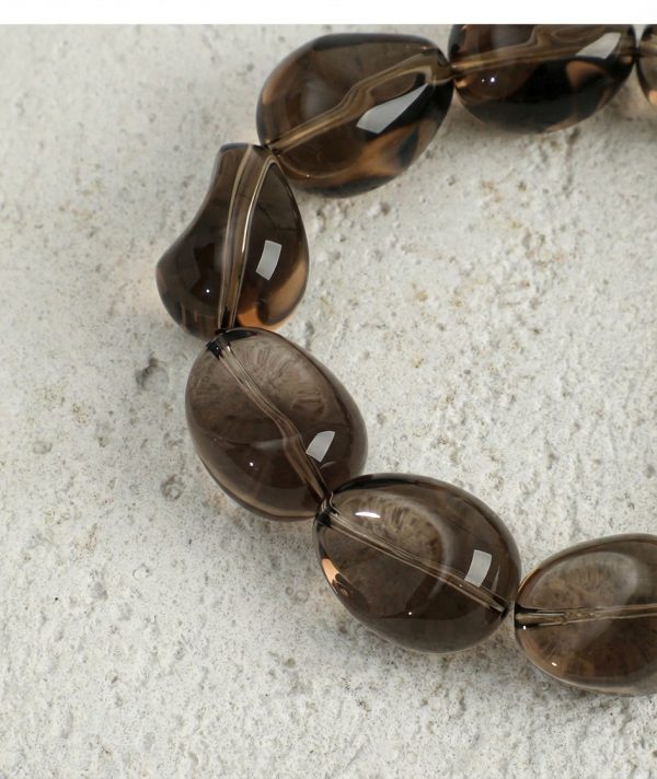 Natural Agarwood & Teardrop Smoky Quartz Healing Bracelet: Deep Grounding
