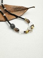 Rooted Abundance: Black Rutilated Quartz, Citrine & Pearl Artisan Necklace