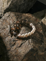 Earthly Harmony: Rare Qinan Agarwood, Smoky Quartz & Freshwater Pearl Healing Bracelet