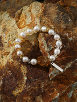 Radiant Abundance: Natural Freeform Citrine & Freshwater Pearl Healing Bracelet