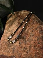 Rooted Abundance: Black Rutilated Quartz, Citrine & Pearl Artisan Necklace