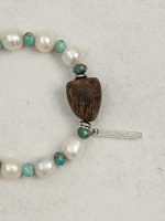 Natural Baroque Pearl, Turquoise & Agarwood Healing Bracelet: Ancient Serenity