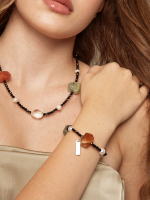 Harmonious Vitality: Prehnite, Persian Red Agate & Black Tourmaline Protection Bracelet