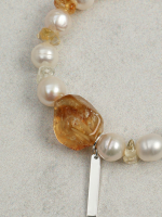 Radiant Abundance: Natural Freeform Citrine & Freshwater Pearl Healing Bracelet