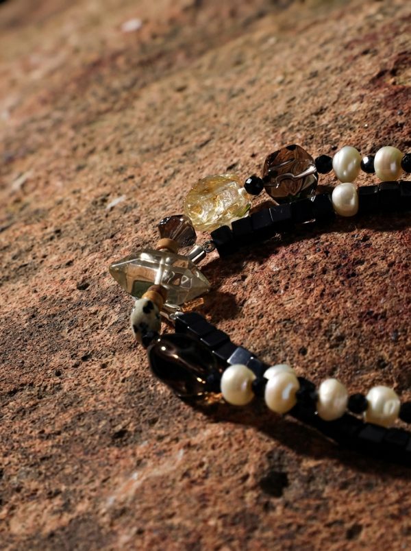 Grounded Radiance: Citrine, Smoky Quartz & Pearl Manifestation Necklace