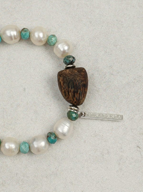 Natural Baroque Pearl, Turquoise & Agarwood Healing Bracelet: Ancient Serenity