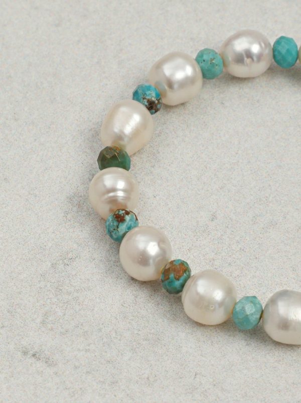 Natural Baroque Pearl, Turquoise & Agarwood Healing Bracelet: Ancient Serenity