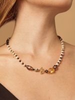Grounded Radiance: Citrine, Smoky Quartz & Pearl Manifestation Necklace