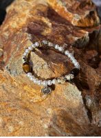 Starrybead Earthly Serenity: Kinam Agarwood, Tiger’s Eye & Seed Pearl Talisman Bracelet