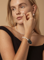 Oceanic Clarity: Raw Blue Apatite & Freshwater Pearl Healing Bracelet