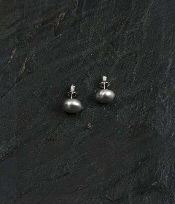 Starrybead Mystic Moon: Natural Grey Baroque Pearl & S925 Silver Healing Studs