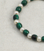 Grounded Harmony: Natural Malachite, Rare Agarwood & Freshwater Pearl Bracelet
