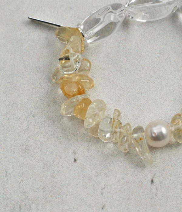 Freshwater Pearl, Citrine & Freeform Quartz Healing Bracelet: Luminous Clarity