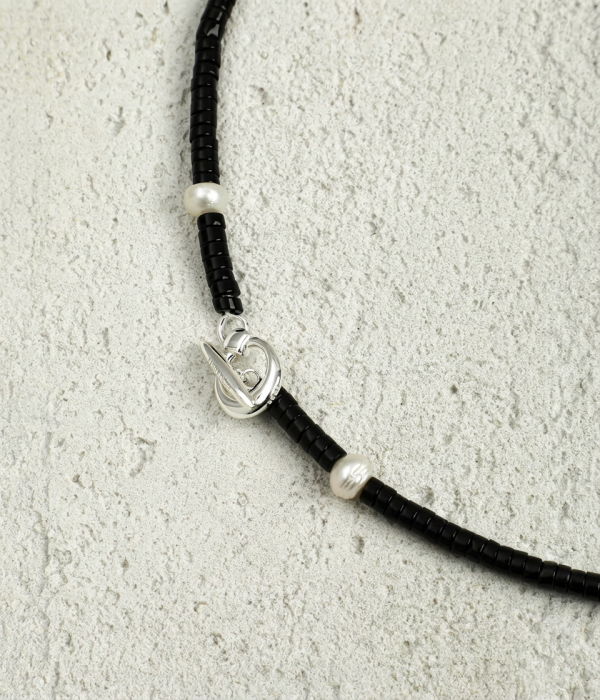 Rooted Abundance: Black Rutilated Quartz, Citrine & Pearl Artisan Necklace