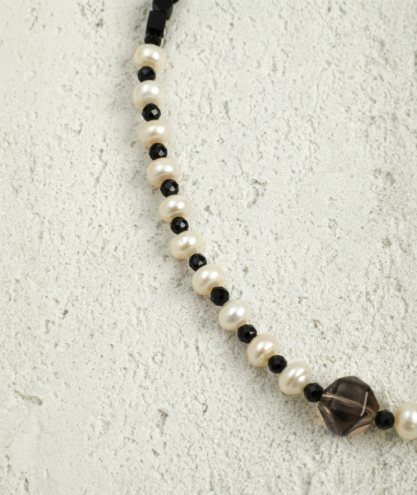 Grounded Radiance: Citrine, Smoky Quartz & Pearl Manifestation Necklace