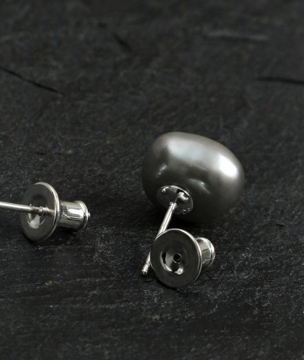 Starrybead Mystic Moon: Natural Grey Baroque Pearl & S925 Silver Healing Studs