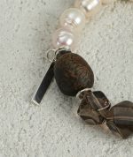 Earthly Harmony: Rare Qinan Agarwood, Smoky Quartz & Freshwater Pearl Healing Bracelet