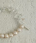 Luminous Clarity: Freshwater Pearl & Geometric Clear Quartz Healing Bracelet