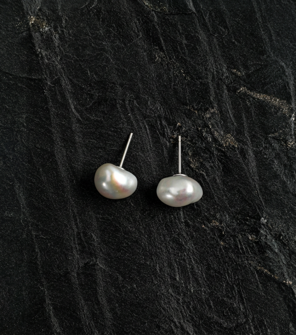 5A Baroque Freshwater Pearl & Silver Healing Stud Earrings: Luminous Grace