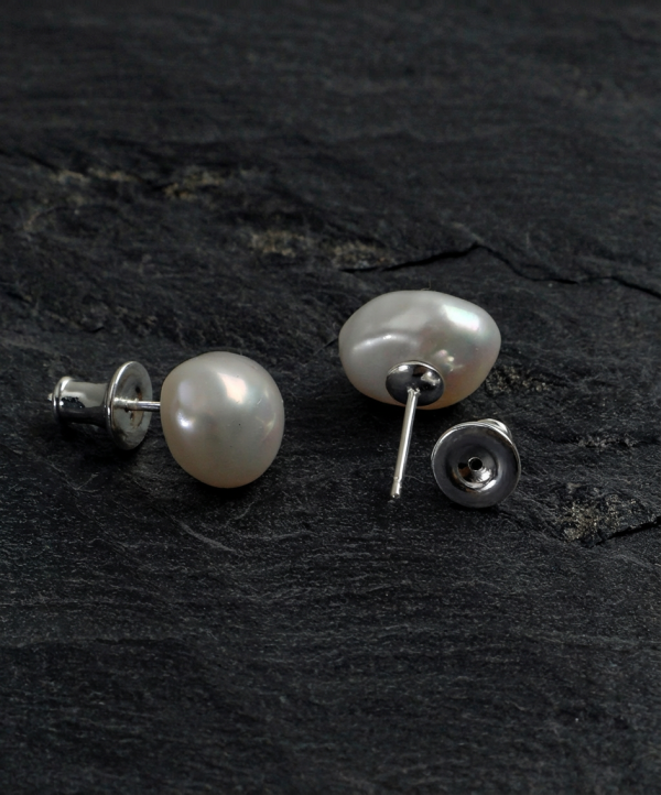 5A Baroque Freshwater Pearl & Silver Healing Stud Earrings: Luminous Grace
