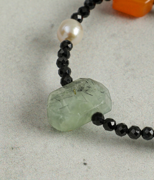 Harmonious Vitality: Prehnite, Persian Red Agate & Black Tourmaline Protection Bracelet
