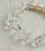 Luminous Clarity: Freshwater Pearl & Geometric Clear Quartz Healing Bracelet